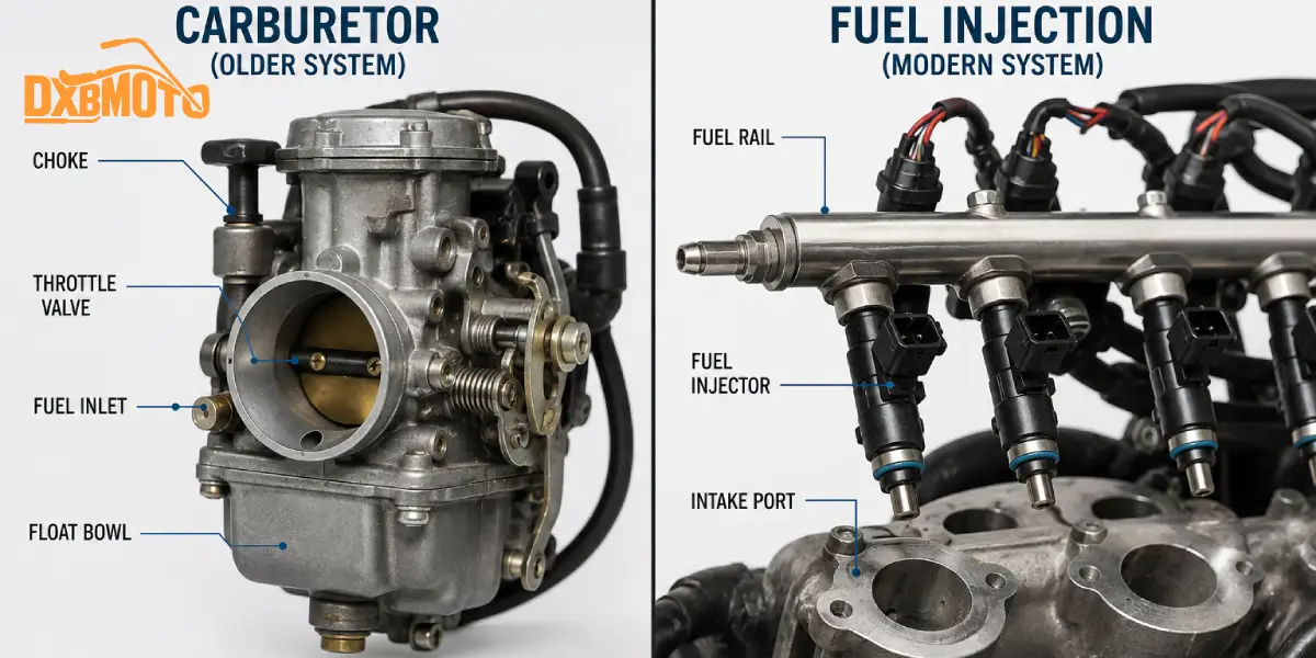 motorcycle carburetor and fuel injection system